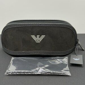 New Emporio Armani Eyeglasses Sunglasses Soft Case Black Zipper w/ Cloth